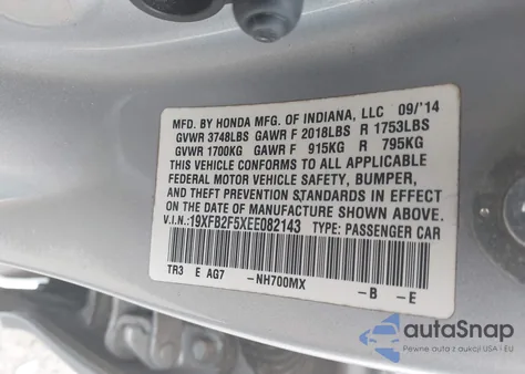 2014 Honda Civic Lx from USA, damaged, VIN 19XFB2F5XEE082143